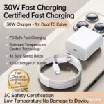 30W PD Certified Fast Charging Kit with 1m Dual Type-C Cable