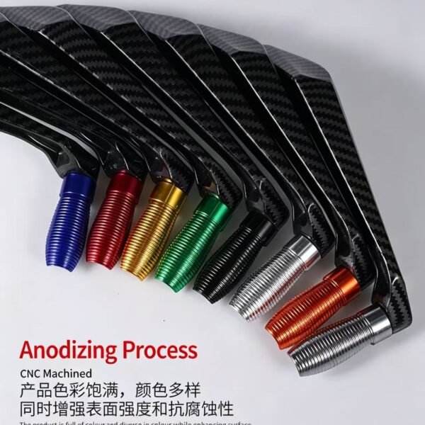 Motorcycle customisation  crash bars, bullhorn handlebars, brake and clutch guards, off-road and street racing carbon fibre-patterned handlebar guards