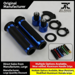 Motorcycle modification parts and accessories: CNC handlebar grips, handlebar throttle retaining rings, throttle grip clamps, throttle twisters, throttle cores